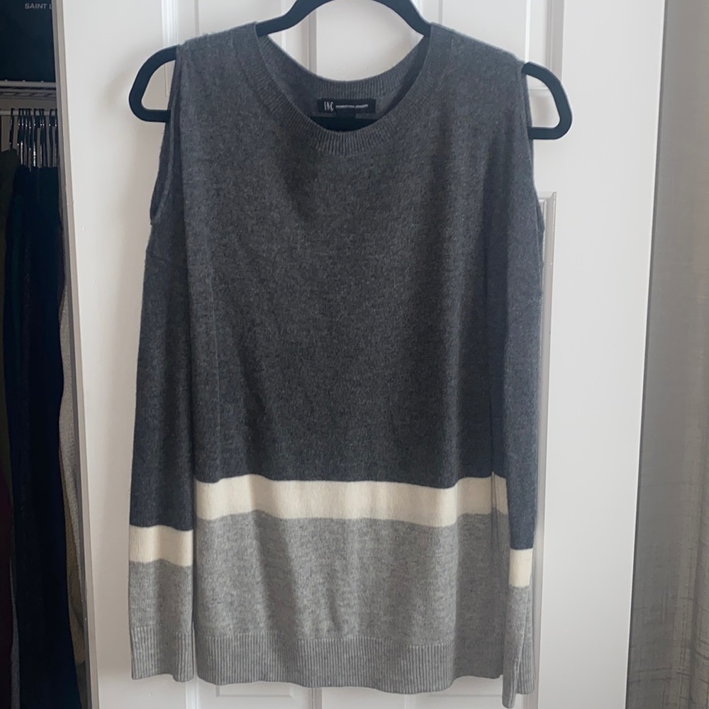 INC Cold Shoulder Color Block Sweater